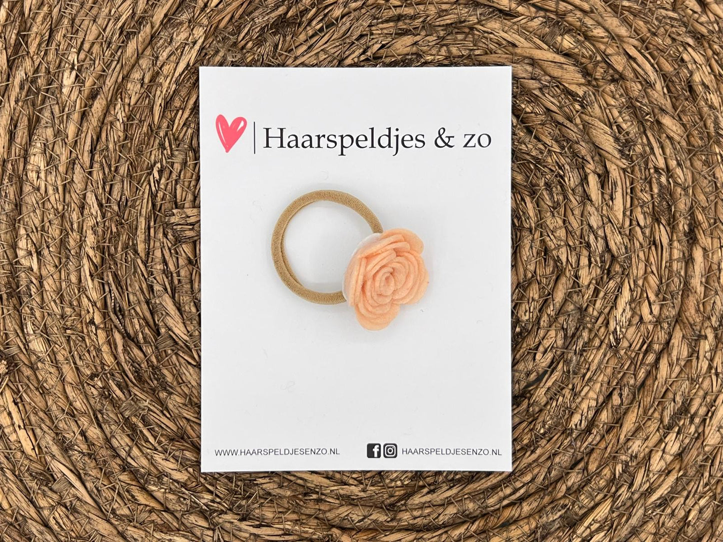 Elastiek - per stuk - hippe kleuren - met bloem - meisjes - blossem - zalmroze