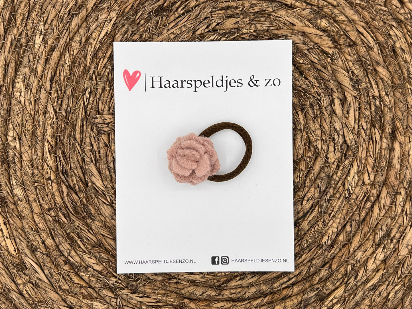 Elastiek - per stuk - hippe kleuren - met bloem - wol - meisjes - blossem - roze