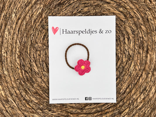 Elastiek - per stuk - hippe kleuren - met bloem - meisjes - blossem - roze