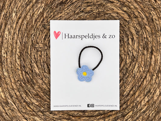 Elastiek - per stuk - hippe kleuren - met bloem - meisjes - blossem - blauw