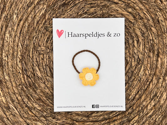 Elastiek - per stuk - hippe kleuren - met bloem - meisjes - blossem - geel