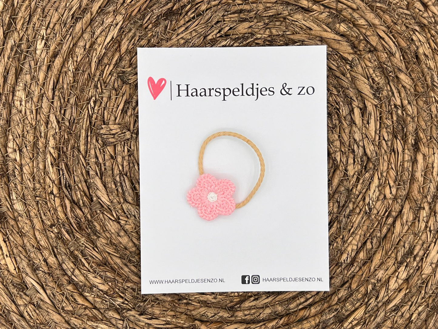 Elastiek - per stuk - hippe kleuren - met bloem - meisjes - blossem - roze