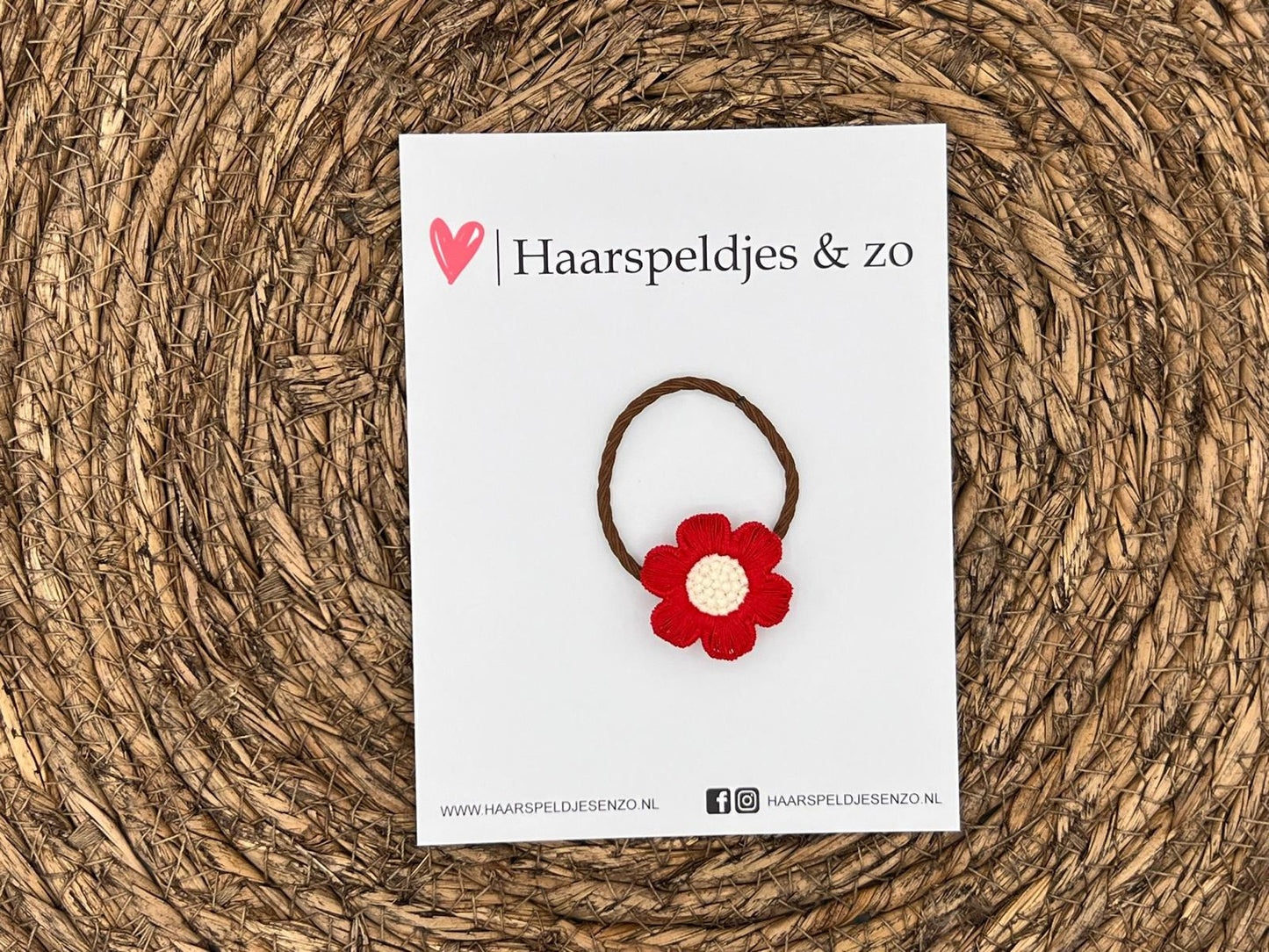 Elastiek - per stuk - hippe kleuren - met bloem - meisjes - blossem - rood