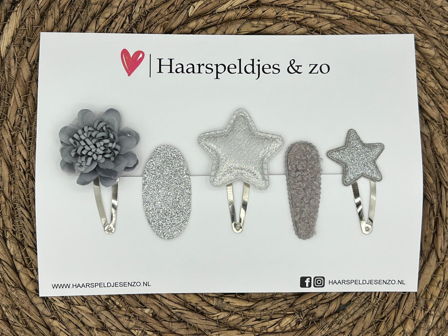 Try-out mix 35 - application - mix of different pins - grey/silver - glitter - Christmas - holidays - 5 cm pins