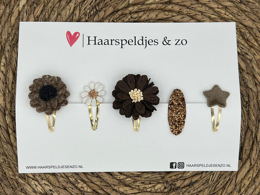 Try-out mix 56 - mix of different pins - brown - glitter - Christmas - holidays - 4 cm pins