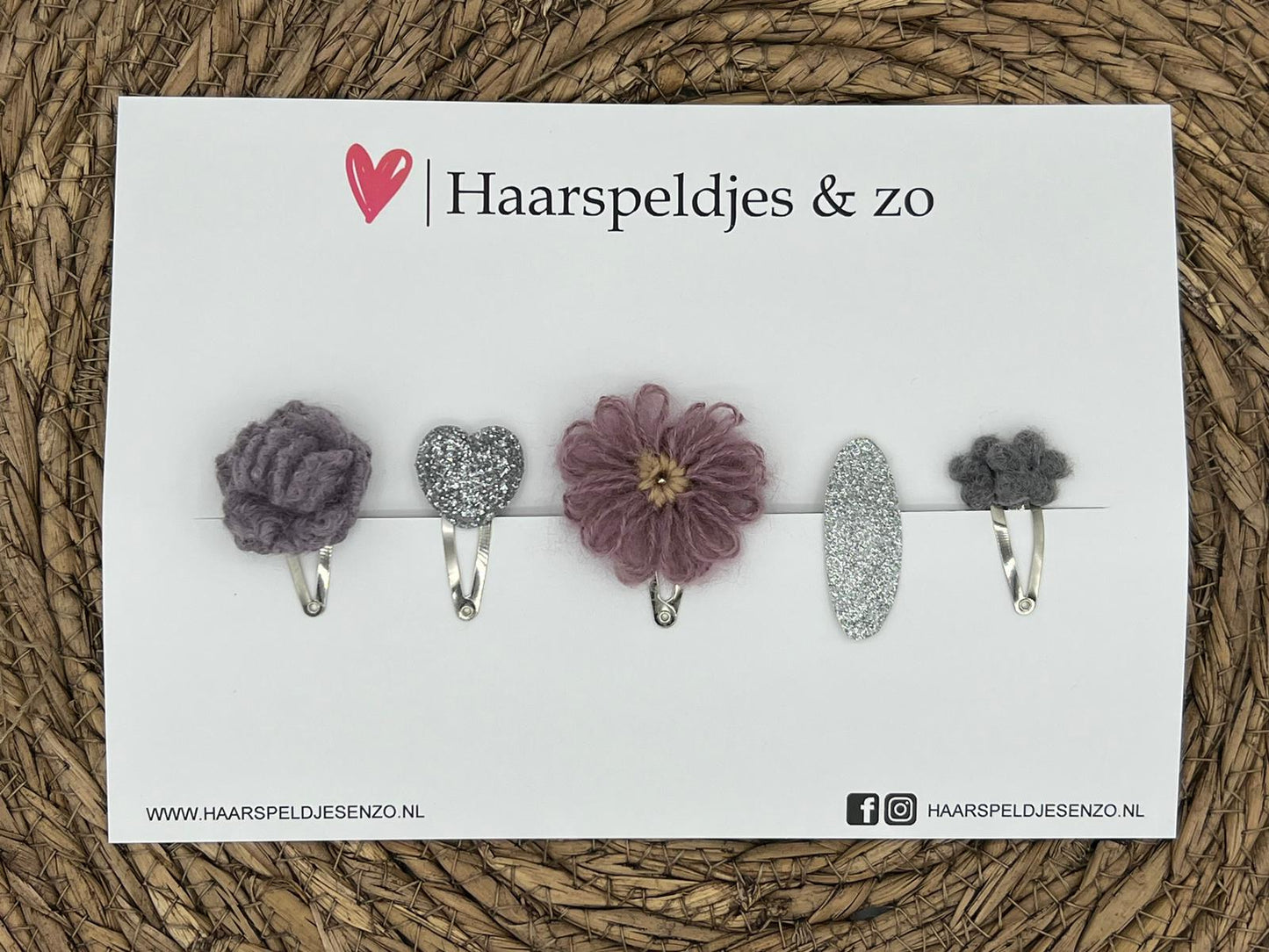 Try-out mix 28 - application - mix of different pins - purple/silver - glitter - Christmas - holidays - 3 cm pins