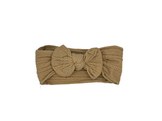 Baby hoofdband - haarband - meisjes - elastisch - met knoop en strik - khaki