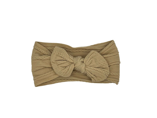 Baby hoofdband - haarband - meisjes - elastisch - met knoop en strik - khaki