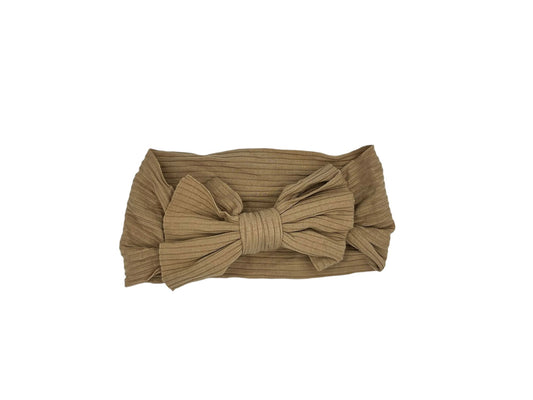 Baby hoofdband - haarband - meisjes - elastisch - met knoop en strik - khaki