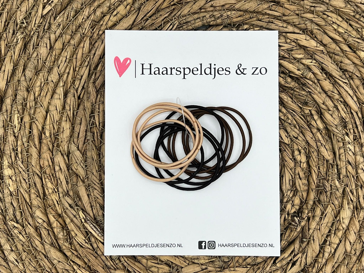 Haarelastiek - set van haarelastiekjes - gevlochten - 12 stuks - bruintinten