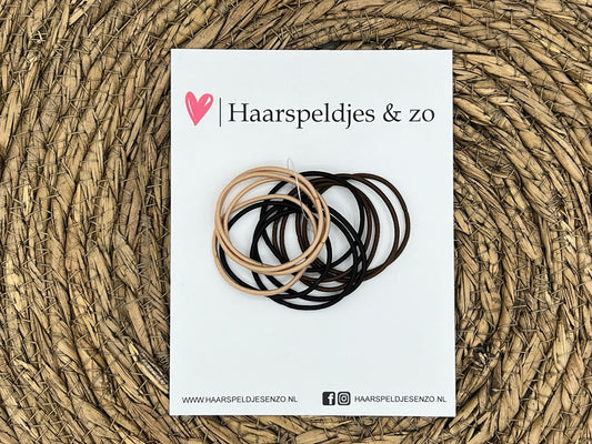 Haarelastiek - set van haarelastiekjes - gevlochten - 12 stuks - bruintinten
