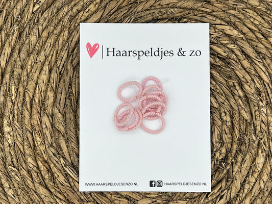 Haarelastiek - set van haarelastiekjes - gevlochten - 10 stuks - roze