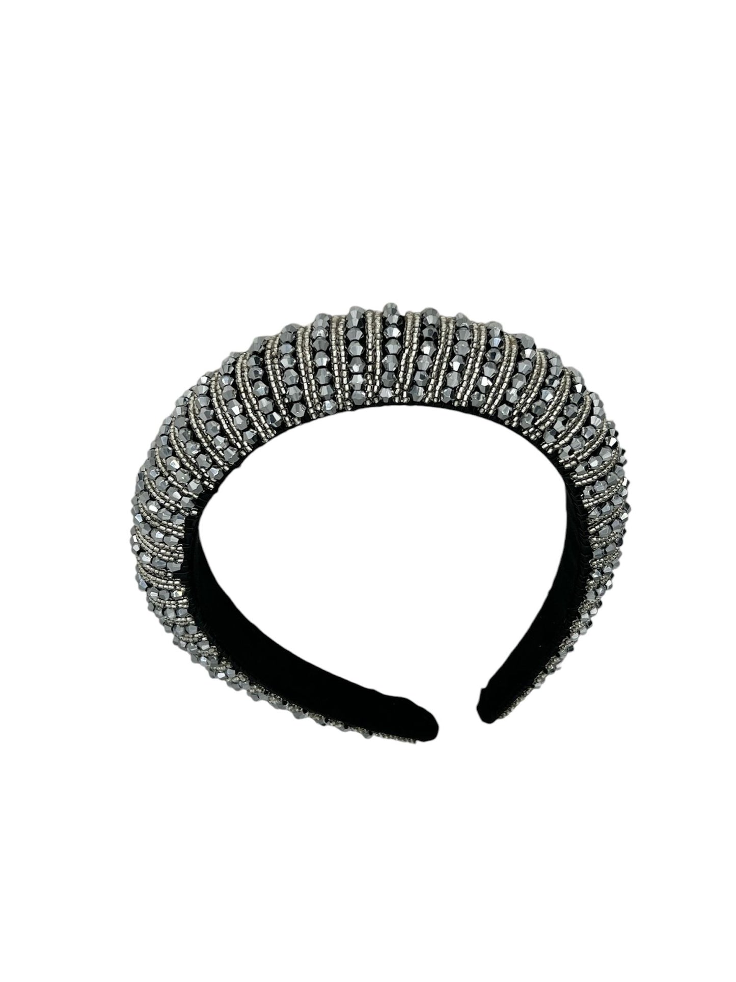Diadeem - haarband - fashionable - haaraccessoire - kinderen - volwassenen - kerst - feestdagen - kralen - glitters - glimmend - zilver/grijs