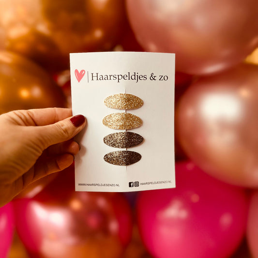 Lot de 8 pinces à cheveux Yara - paillettes - pince clic-clac - dorées - Noël - fêtes - pinces de 3 cm