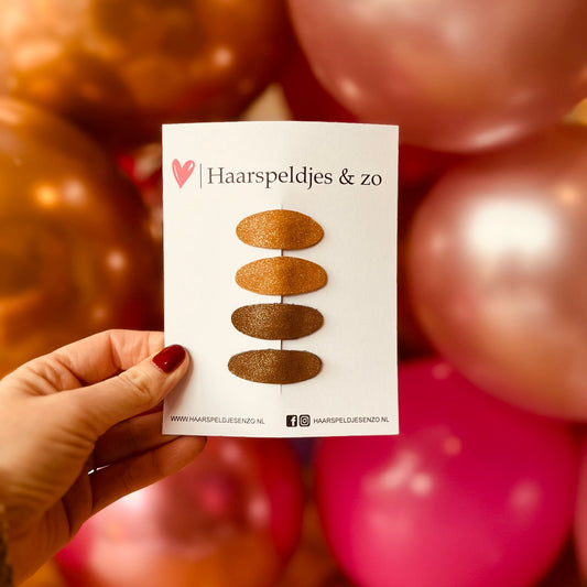 Lot de 10 pinces à cheveux Yara - paillettes - pince clic-clac - marron - Noël - fêtes - pinces de 3 cm