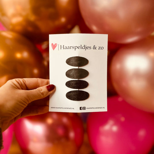 Lot de 9 pinces à cheveux Yara - paillettes - pince clic-clac - gris - noir - Noël - fêtes - pinces de 3 cm