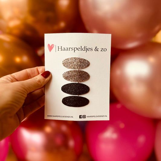 Lot de 7 pinces à cheveux Yara - paillettes - pince clic-clac - noires - disco - Noël - fêtes - pinces de 4 cm