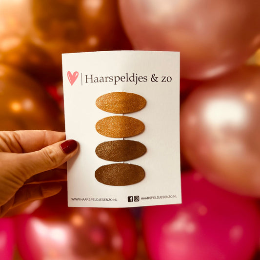 Lot de 10 pinces à cheveux Yara - paillettes - pince clic-clac - marron - Noël - fêtes - pinces de 4 cm