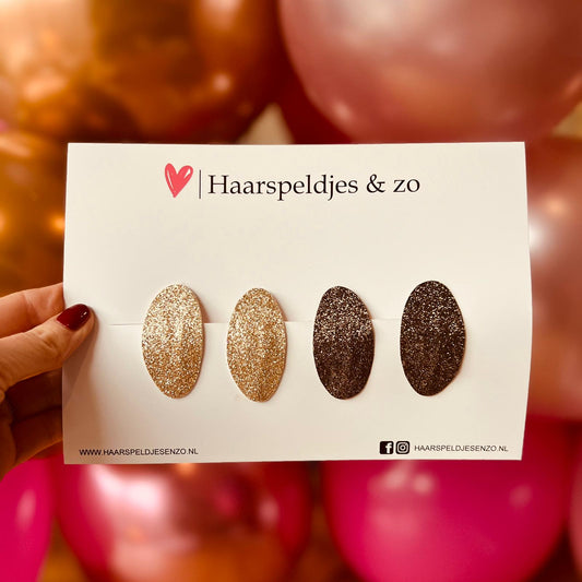 Lot de 8 pinces à cheveux Yara - paillettes - pince clic-clac - dorées - Noël - fêtes - pinces de 5 cm