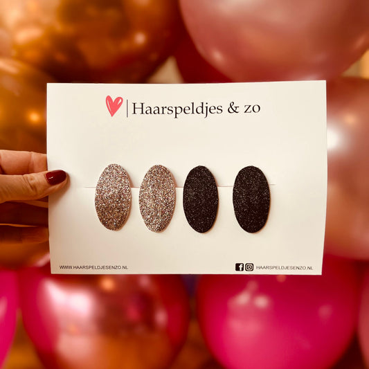 Lot de 7 pinces à cheveux Yara - paillettes - pince clic-clac - noires - disco - Noël - fêtes - pinces de 5 cm