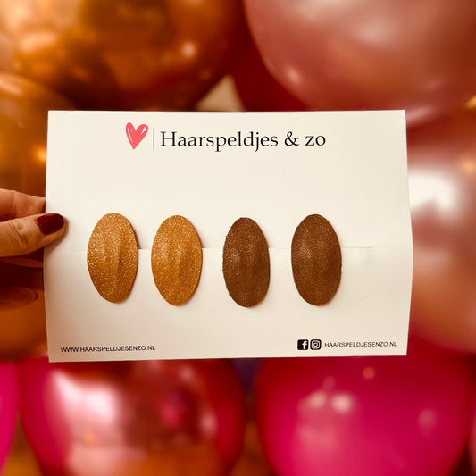 Lot de 10 pinces à cheveux Yara - paillettes - pince clic-clac - marron - Noël - fêtes - pinces de 5 cm