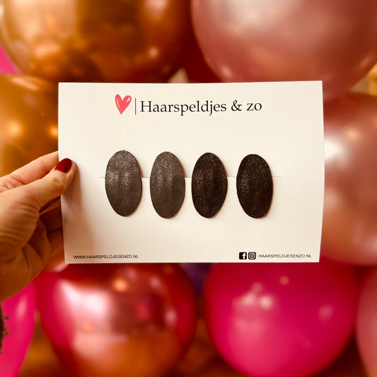 Lot de 9 pinces à cheveux Yara - paillettes - pince clic-clac - gris - noir - Noël - fêtes - pinces de 5 cm