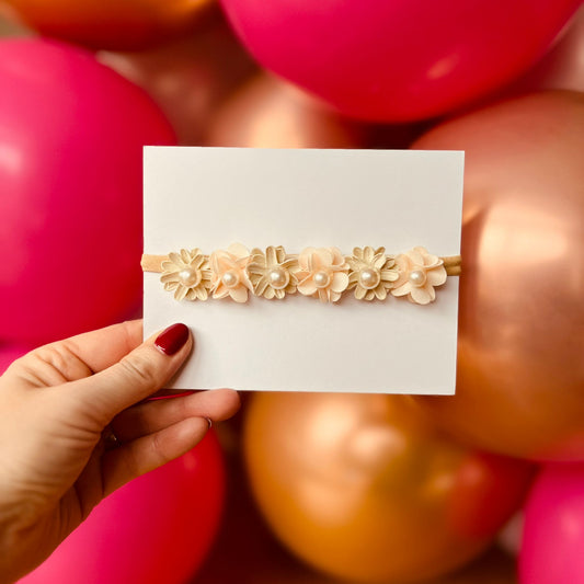 Baby headband flower - flowers - elastic - bridesmaid - girls - children - babies - beige