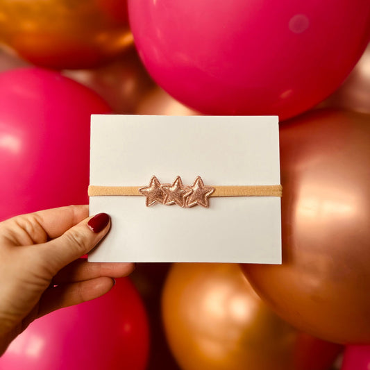 Baby haarbandje - elastiek - met sterretjes - rosé - kerst – feestdagen