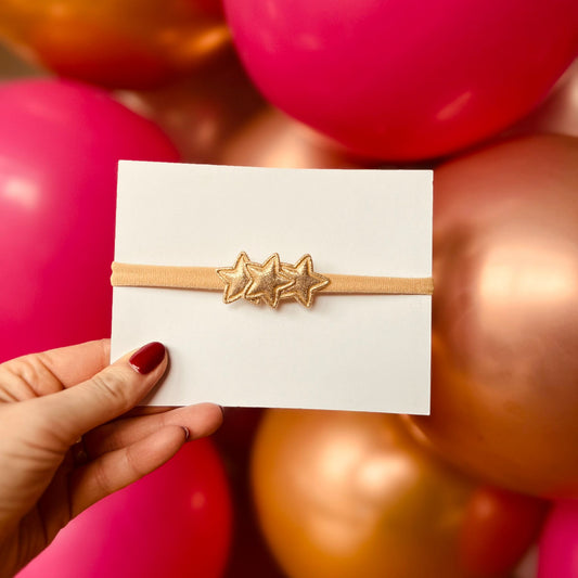 Baby haarbandje - elastiek - met sterretjes - goud - kerst – feestdagen