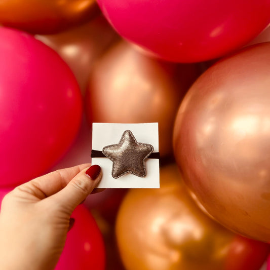 Elastiek - per stuk - hippe kleuren - meisjes - met ster - kerst - feestdagen - glimmend - grijs