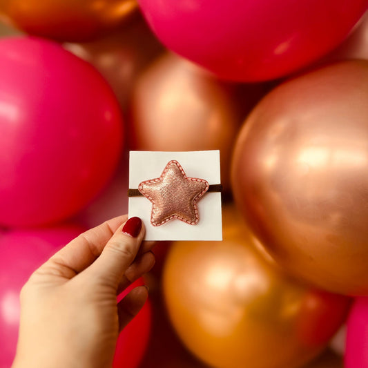 Elastiek - per stuk - hippe kleuren - meisjes - met ster - kerst - feestdagen - glimmend - roze