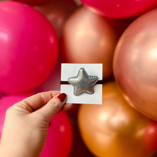 Elastiek - per stuk - hippe kleuren - meisjes - met ster - kerst - feestdagen - glimmend - blauw