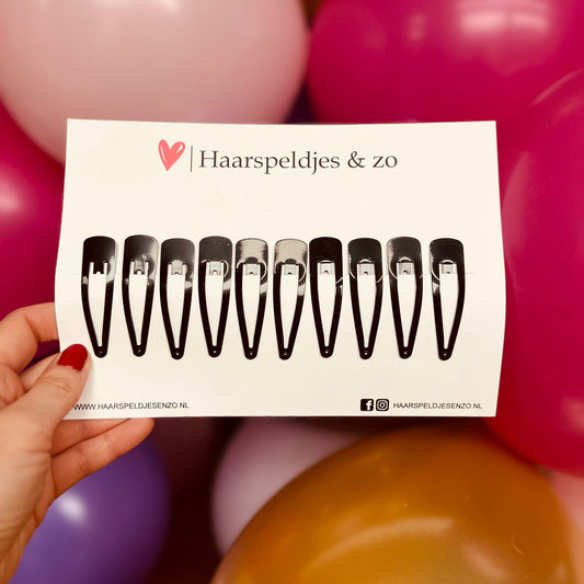 Pinces à cheveux basiques - noires - 6 cm