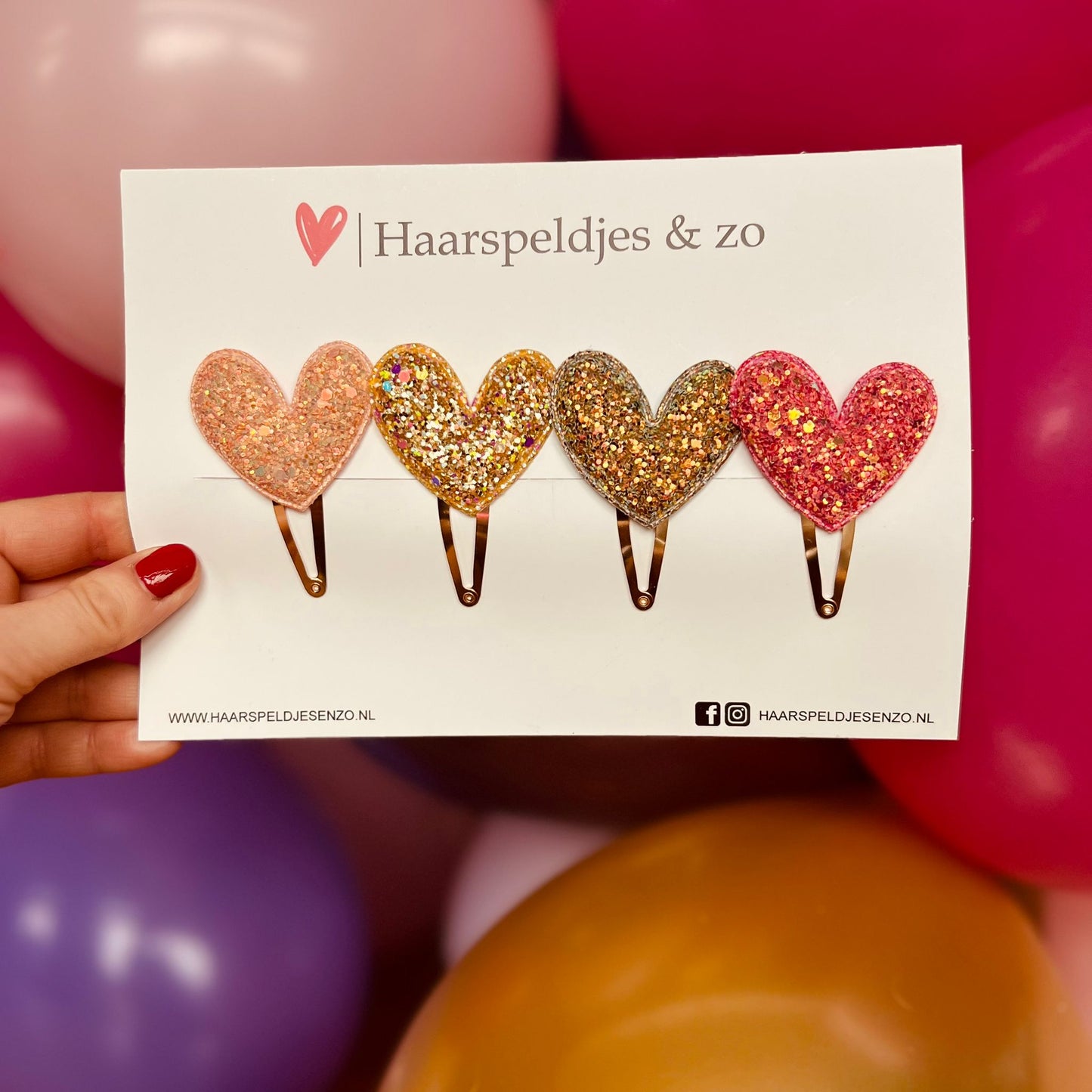 Haarspeldje hearts setje 12 - hartjes - applicatie- glitters - kerst - decembercollectie - najaar