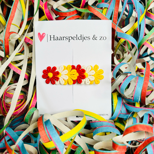 Oeteldonk madeliefjes op alligatorclip (groot) - carnaval