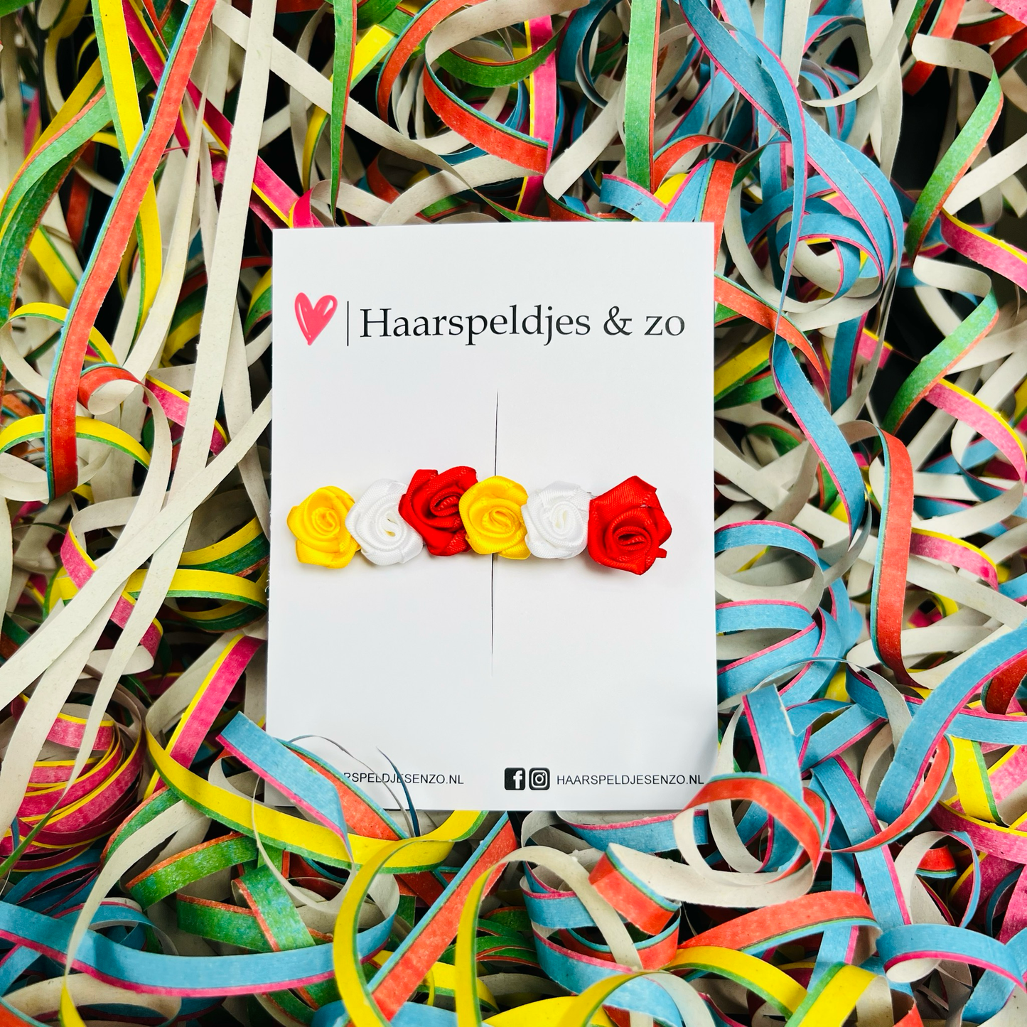 Oeteldonkse roosjes op alligatorclip - carnaval