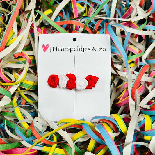 Roosjes op alligatorclip - Ut Malse Arckeldurp - carnaval