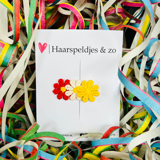 Oeteldonk madeliefjes op alligatorclip (klein) - carnaval