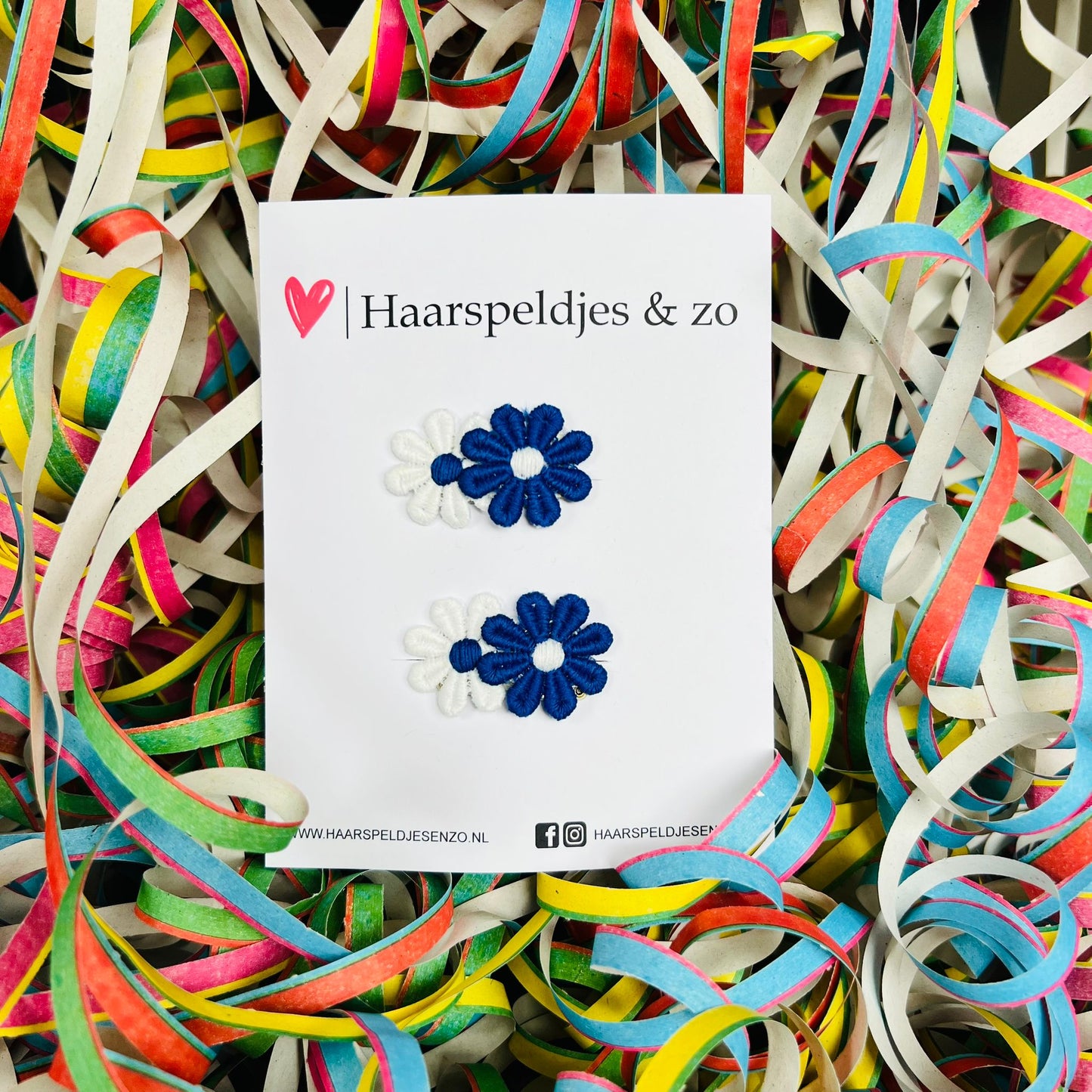 Pince à cheveux antidérapante motif marguerites bleues et blanches – bébé – fille