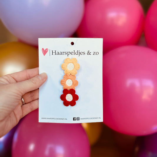 Mini clip - baby haarspeldjes - mini - 2cm groot - voor de eerste lokjes haar - alligator clip - bloemetjes - geel, oranje en rood