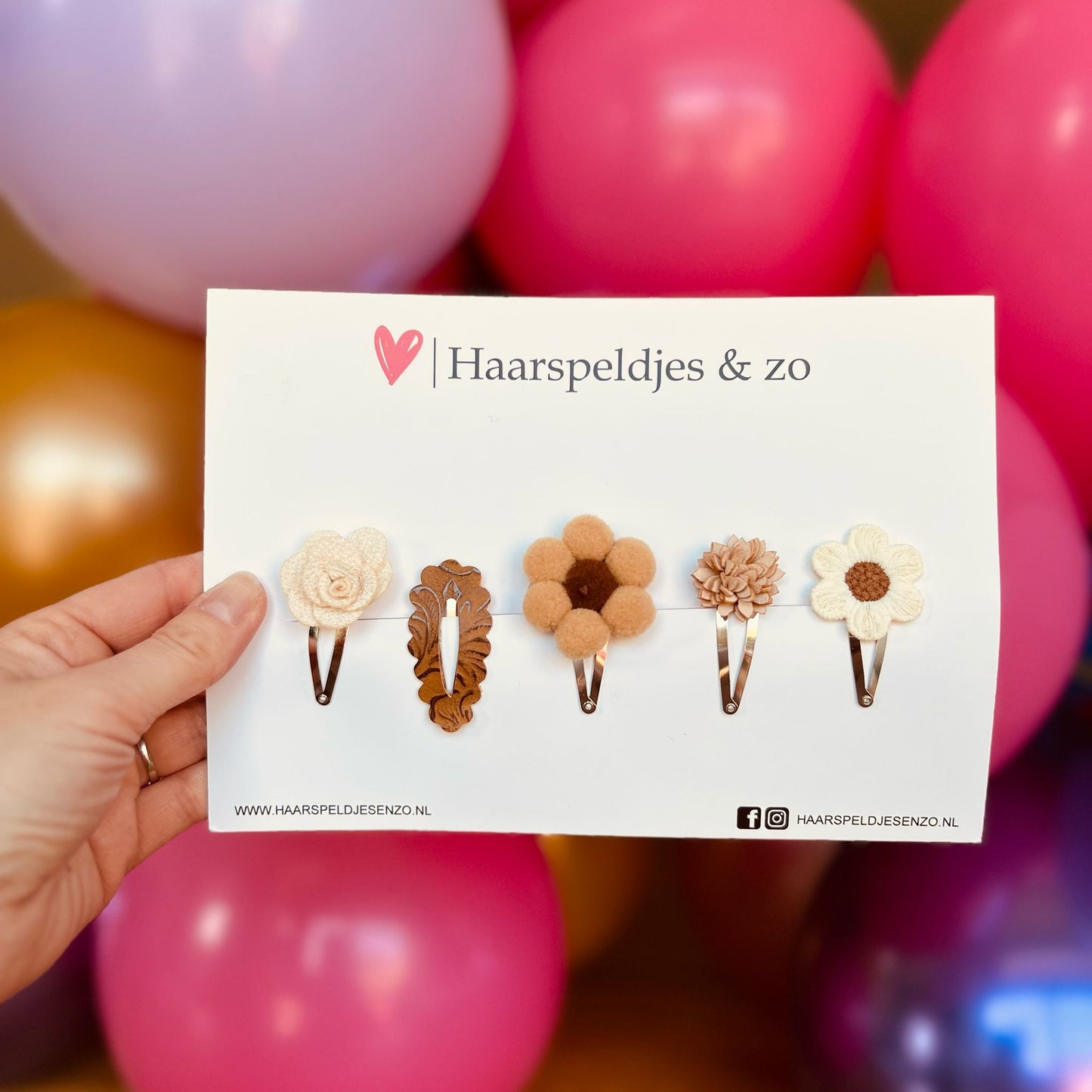 Assortiment d'essai - mélange de différentes épingles - fleurs - épingles de 4 cm - beige/marron