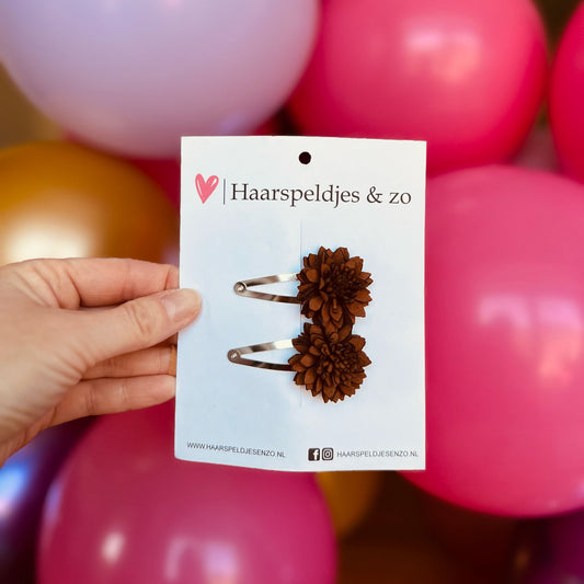 Pince à cheveux en cuir avec fleur - fleurs en cuir - épingles de 5 cm - violet