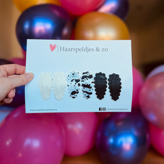 Pince à cheveux Liz - ondulée - lot - blanche - noire - épingles de 4 cm
