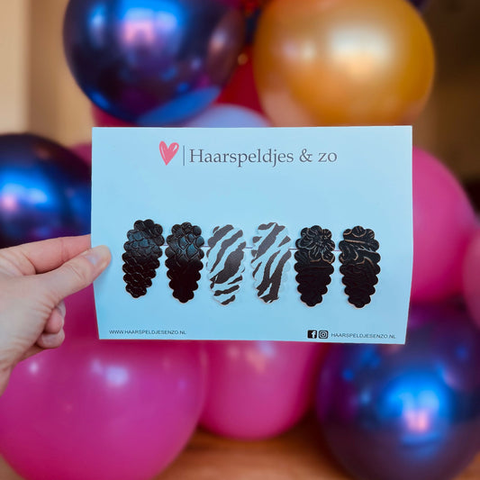 Pince à cheveux Liz - ondulée - lot - blanche - noire - épingles de 5 cm