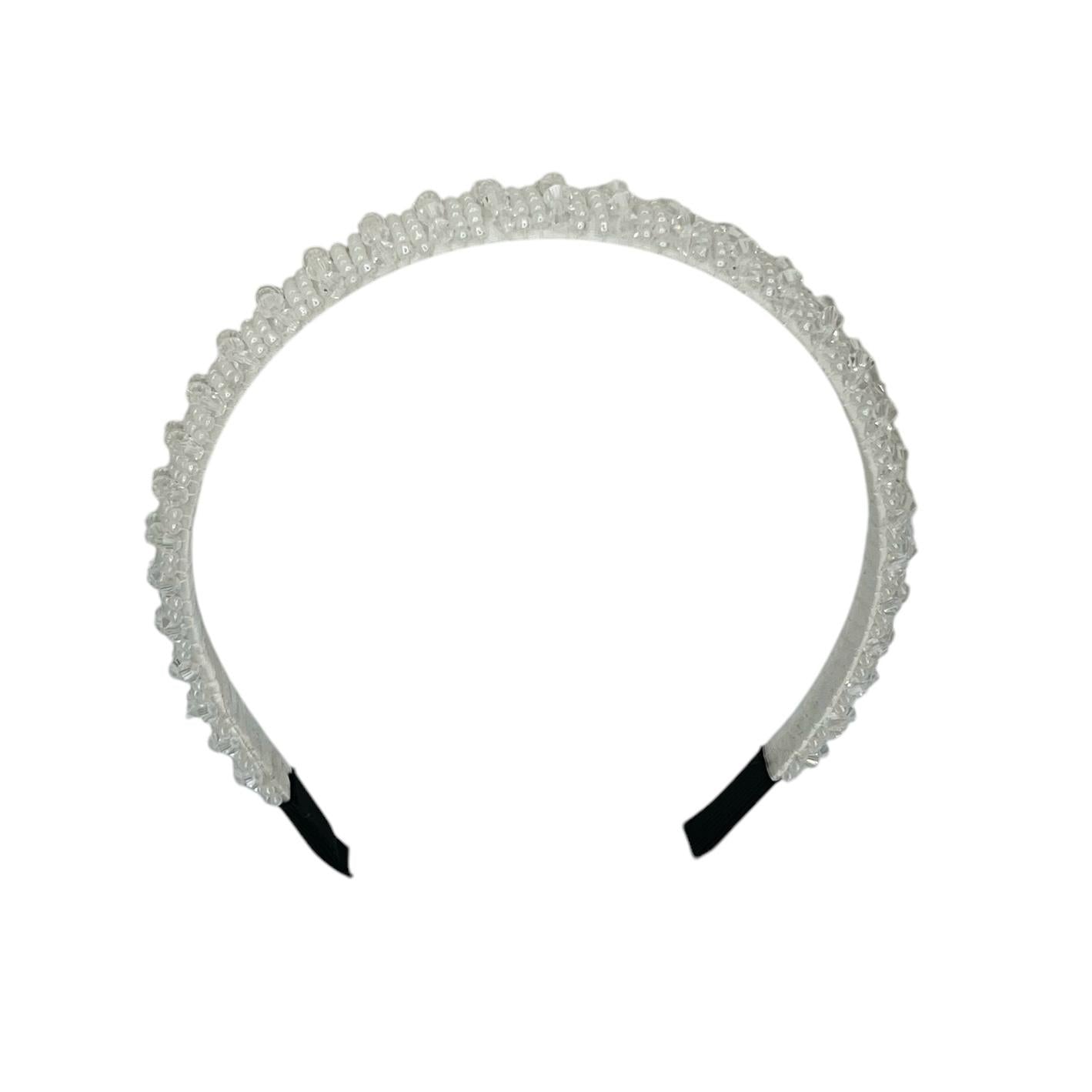 Diadeem - haarband - haaraccessoire - kinderen - volwassenen - kerst - feestdagen - kralen - glimmend - wit