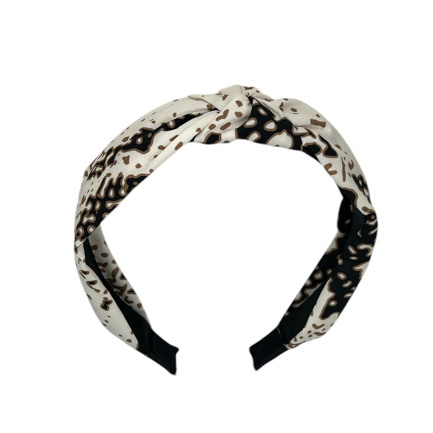 Bandeau - bandeau en tissu à nœud - imprimé serpent beige/noir