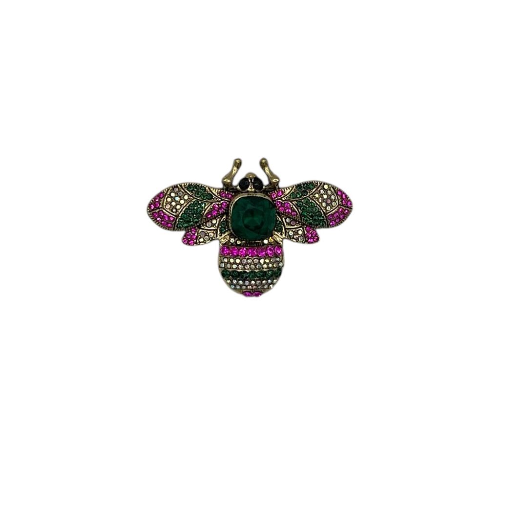 Brooch - pin for coat, scarf or clothes - pin - fashion - women - girls - beetle - pink/green