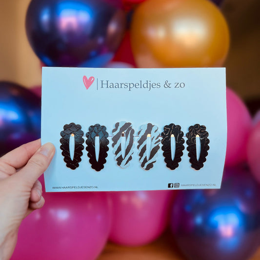 Haarspeldje Noor - golvend - open - setje - zwart - 5 cm speldjes