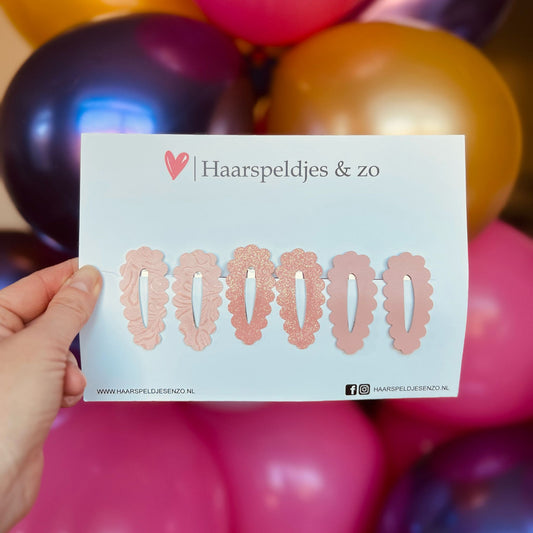 Haarspeldje Noor - golvend - open - setje - roze - 4 cm speldjes