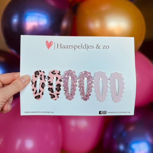 Haarspeldje Noor - golvend - open - setje - roze - 4 cm speldjes